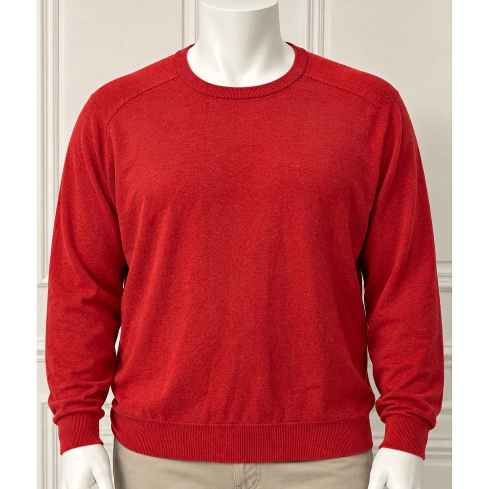 Goodfellow & Co Men's Red Orange Cotton Wool Crew Neck Pullover Sweater XL